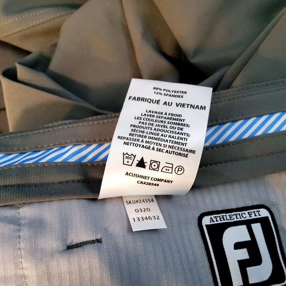 Footjoy Mens Athletic Fit Golf Pants Size 30/34 Polyester/Spandex Gray - Picture 7 of 8